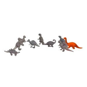 Lot Of 9 Plastic Dinosaur Figurines Clear And Orange